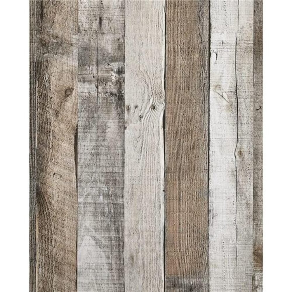 Natural Wood-Grey‎ Peel & Stick Wallpaper 17.3"x120" Removable Faux Wood Plank